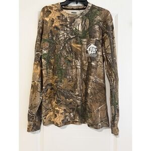 Russell Outdoors Realtree JB's Fish Camp Long Sleeve Cotton Camo Shirt M Pocket